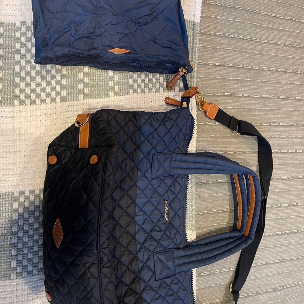 MZ Wallace Navy and Brown Crossbody Bag